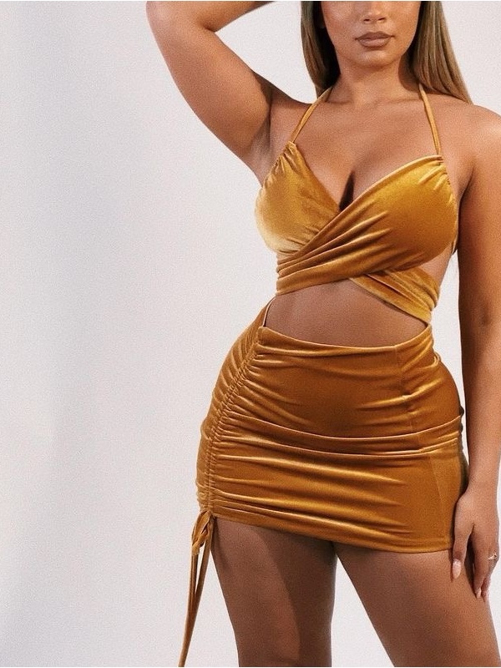 Gold Velvet Two Piece Set